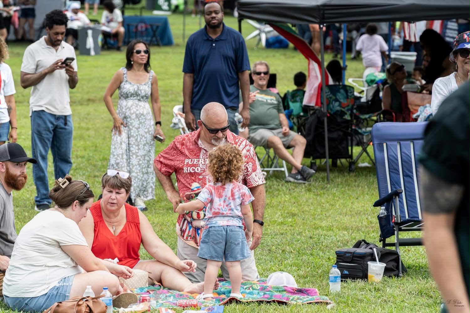Festival attendees gather near the stage during a Puerto Rican Festival performance.